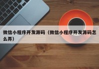 微信小程序开发源码（微信小程序开发源码怎么弄）