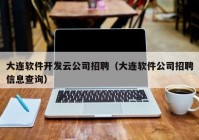 大连软件开发云公司招聘（大连软件公司招聘信息查询）