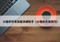 小程序开发流程详细知乎（小程序开发技巧）