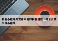 抖音小程序开发者平台如何看进度（抖音开放平台小程序）