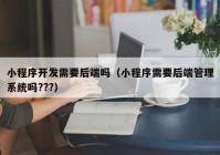 小程序开发需要后端吗（小程序需要后端管理系统吗???）