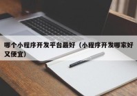 哪个小程序开发平台最好（小程序开发哪家好又便宜）