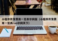 小程序开发费用一览表华网版（小程序开发费用一览表ran华网天下）